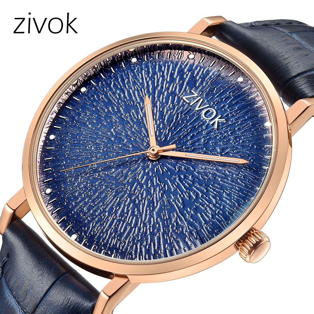 ZIVOK Fashion Quartz Wristwatch Men Sports Watches Waterproof Leather Strap Men's Clock Watch Relogio Masculino