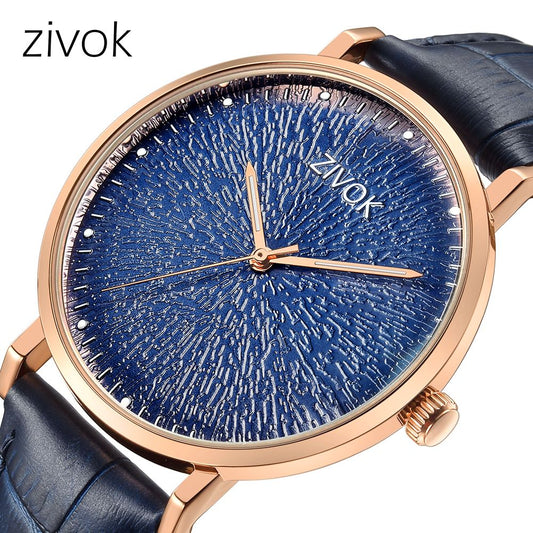 ZIVOK Fashion Quartz Wristwatch Men Sports Watches Waterproof Leather Strap Men's Clock Watch Relogio Masculino