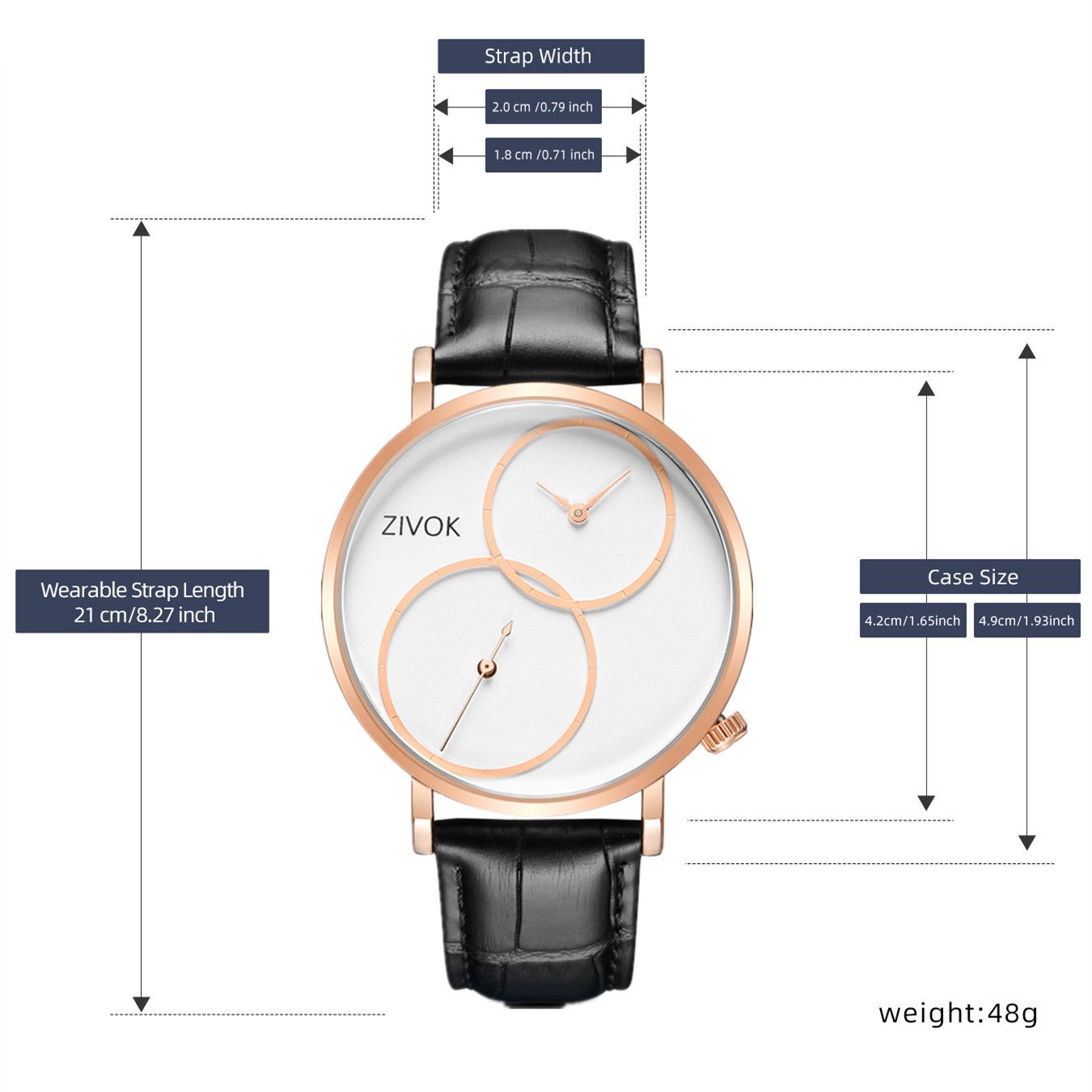 ZIVOK Large Dial Men's Quartz Watches Leather Bracelet Sport Men Watches Waterproof Male Clock Reloj Hombre