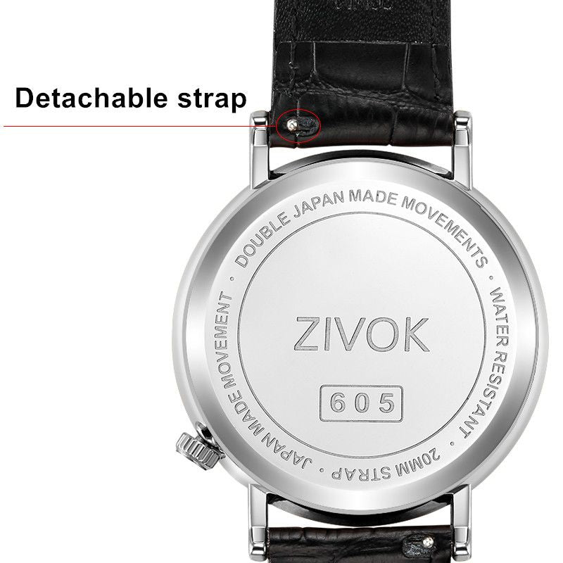 ZIVOK Large Dial Men's Quartz Watches Leather Bracelet Sport Men Watches Waterproof Male Clock Reloj Hombre