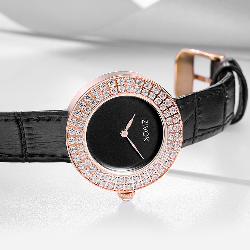 ZIVOK Brand Luxury Women Watches Diamond Ladies Quartz Watch Waterproof Clock Leather Strap Relogio Feminino