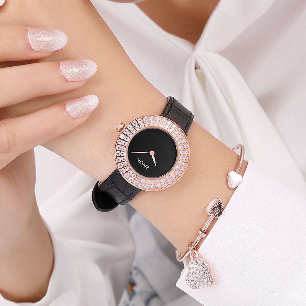 ZIVOK Brand Luxury Women Watches Diamond Ladies Quartz Watch Waterproof Clock Leather Strap Relogio Feminino