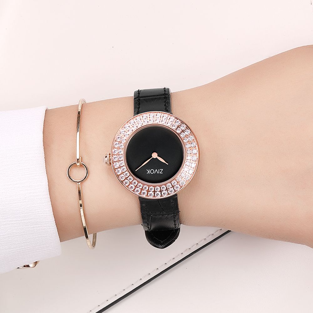 ZIVOK Brand Luxury Women Watches Diamond Ladies Quartz Watch Waterproof Clock Leather Strap Relogio Feminino