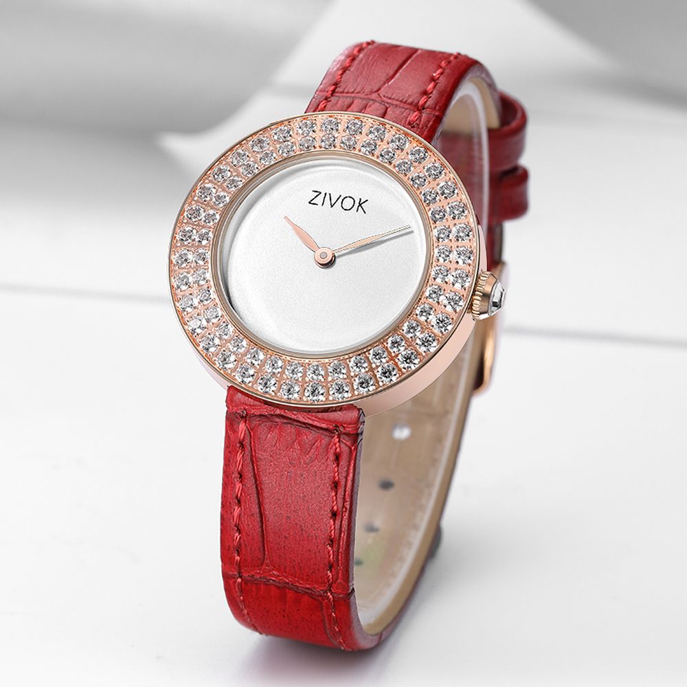 ZIVOK Brand Luxury Women Watches Diamond Ladies Quartz Watch Waterproof Clock Leather Strap Relogio Feminino