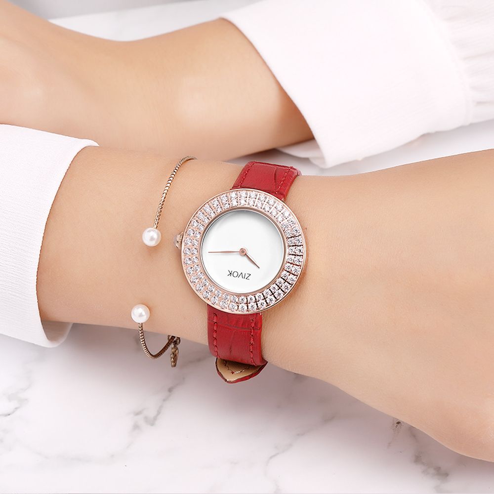 ZIVOK Brand Luxury Women Watches Diamond Ladies Quartz Watch Waterproof Clock Leather Strap Relogio Feminino