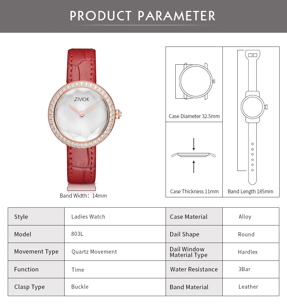 ZIVOK Fashion Watch For Woman Leather Strap Casual Sports Wristwatch Romantic Clock Women's Watches Montre Femme