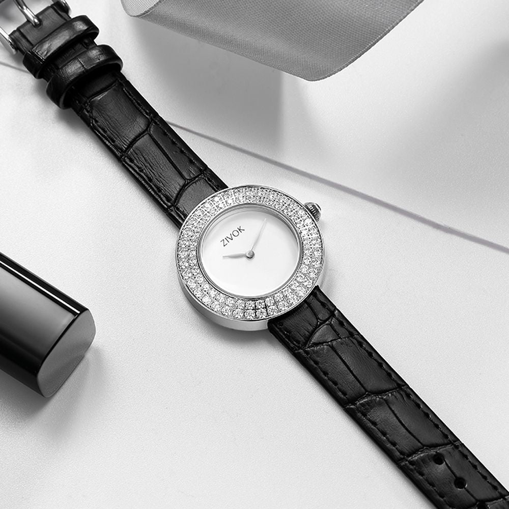 ZIVOK Brand Luxury Women Watches Diamond Ladies Quartz Watch Waterproof Clock Leather Strap Relogio Feminino