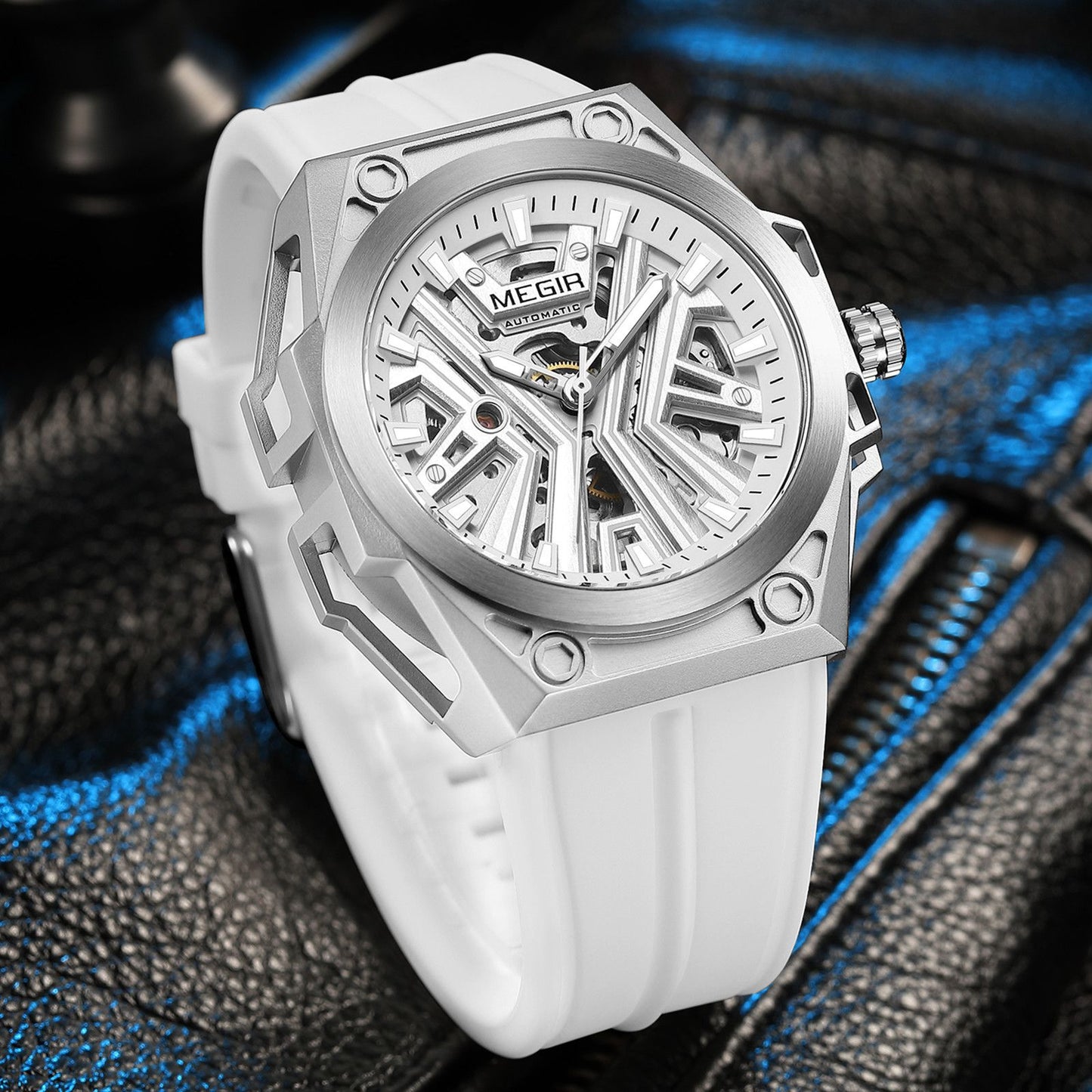 MEGIR Fashion Fully Automatic Mechanical Men's Watch Stainless Steel Case Sports Military Wristwatch Waterproof Watches Clock