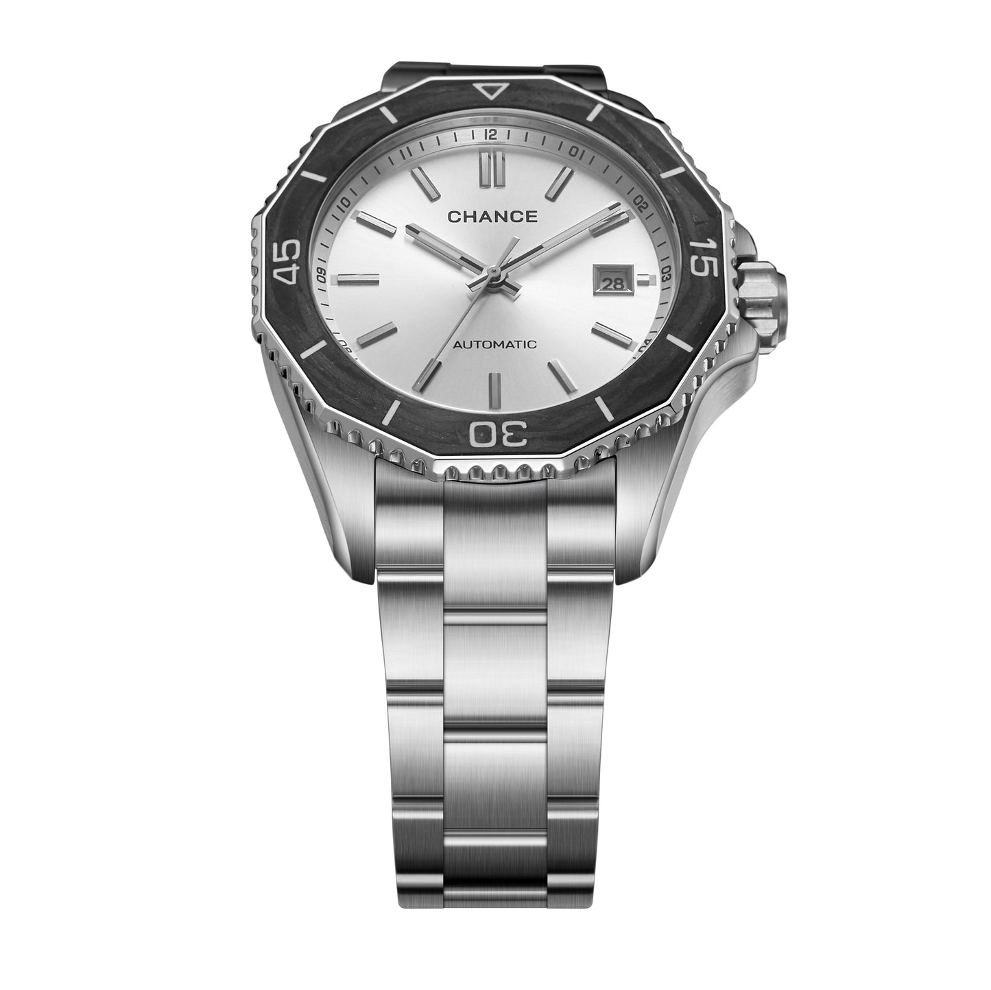 CHANCE Automatic Mechanical Watches Movement 10Bar Waterproof Stainless Steel Sapphire Glass Business Wristwatch Clock