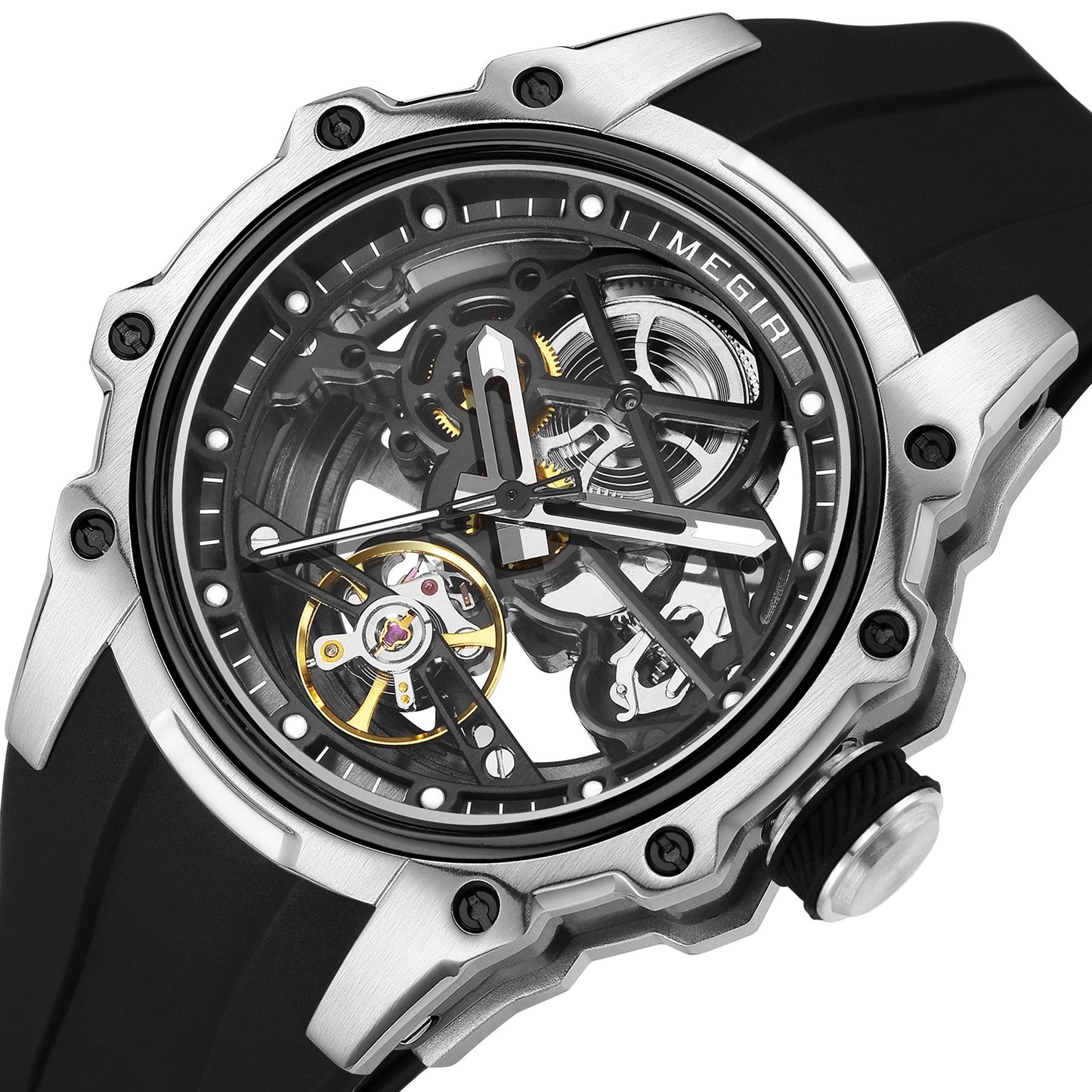 MEGIR Fashion Men's Full Automatic Watches Hollow Out Luminous Sports Mechanical Watch Waterproof Wristwatches Reloj Hombre 2243
