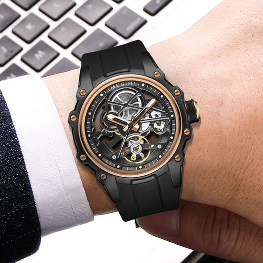 MEGIR Fashion Men's Full Automatic Watches Hollow Out Luminous Sports Mechanical Watch Waterproof Wristwatches Reloj Hombre 2243
