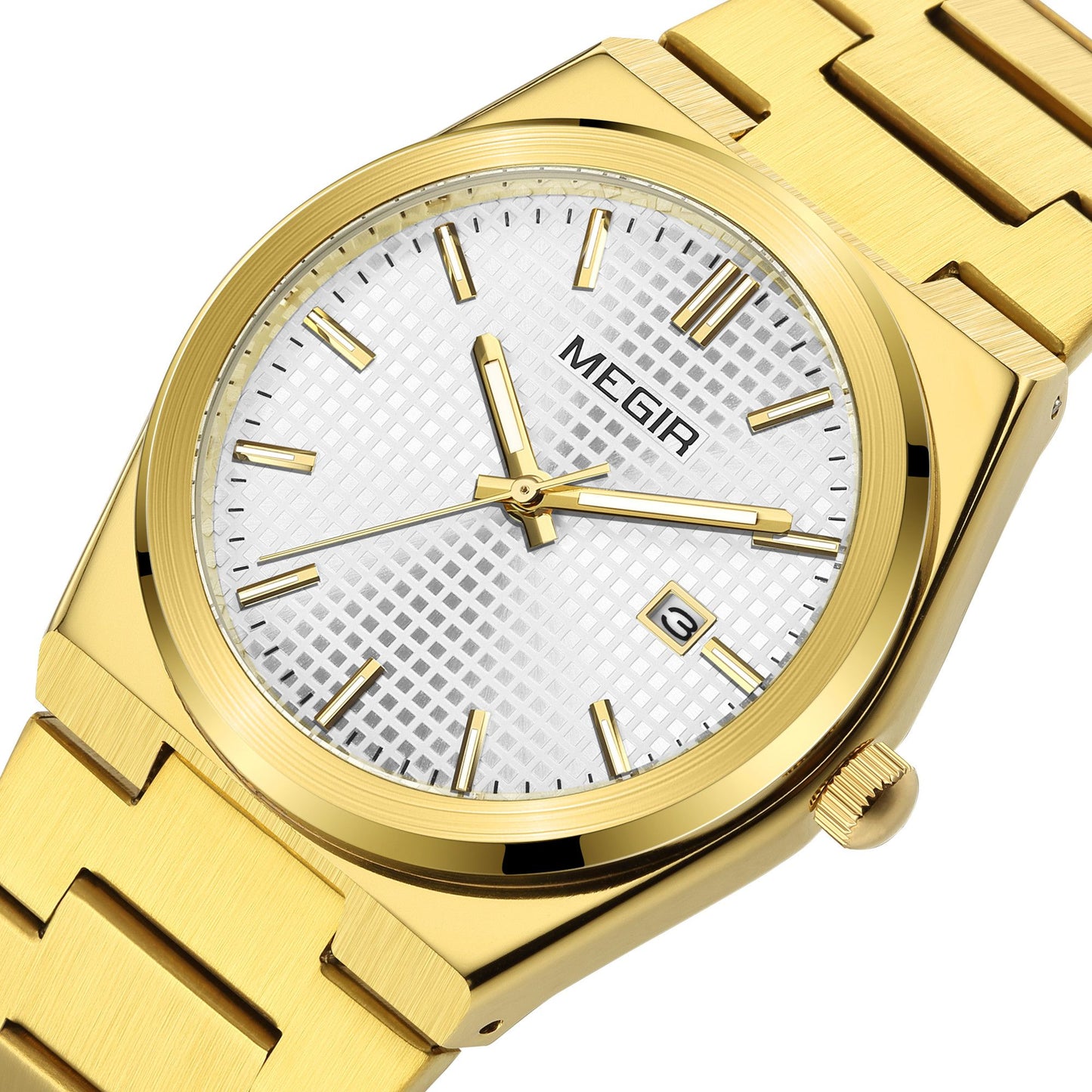 MEGIR Luxury Business Watches for Men Stainless Steel Strap Waterproof Calendar Male Quartz Wristwatch Clock Reloj Hombre 1086
