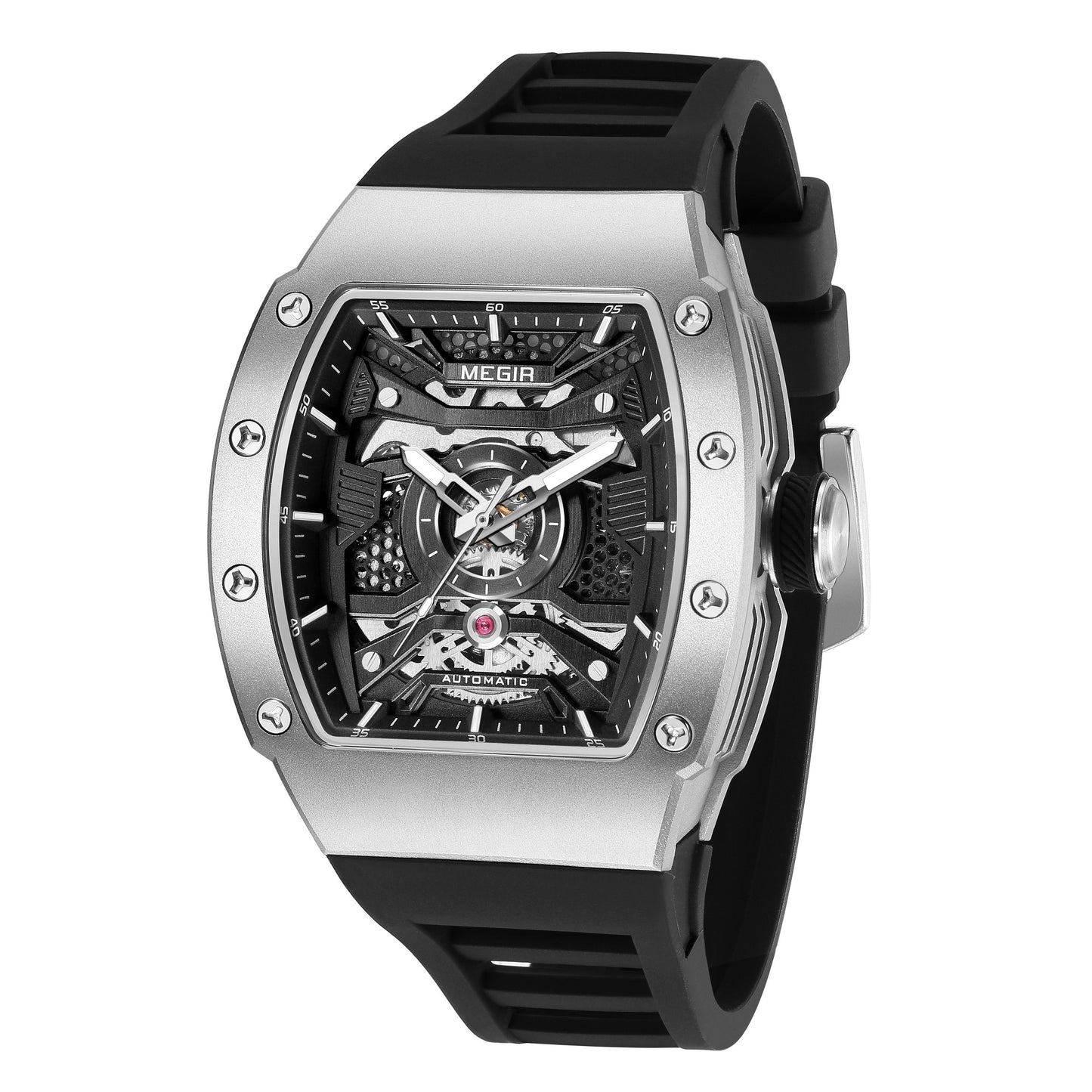 MEGIR Brand Automatic Movement Watch for Men Fashion Waterproof Stainless Steel Case Mechanical Wristwatch Montre Homme 8604