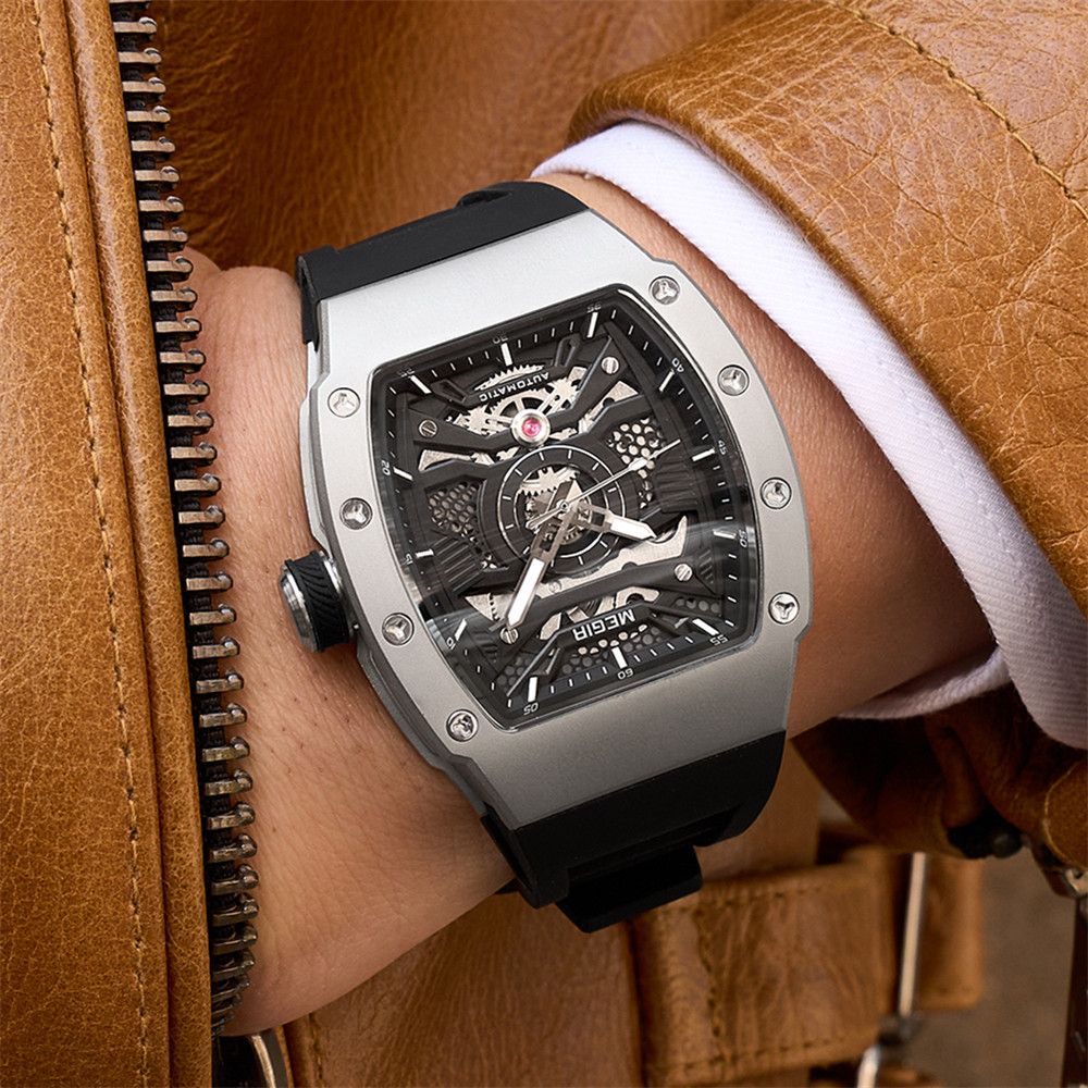 MEGIR Brand Automatic Movement Watch for Men Fashion Waterproof Stainless Steel Case Mechanical Wristwatch Montre Homme 8604