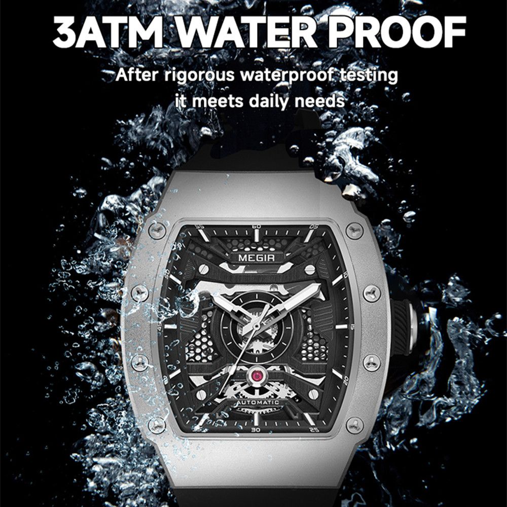 MEGIR Brand Automatic Movement Watch for Men Fashion Waterproof Stainless Steel Case Mechanical Wristwatch Montre Homme 8604