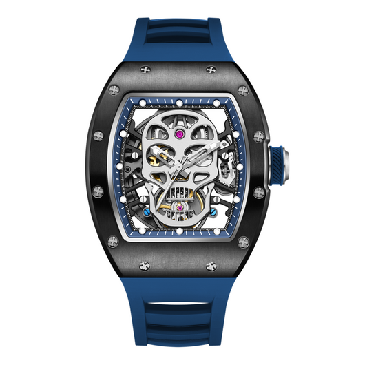 New Men's Watches Skull Hollow Dial Face Mechanical Watch Steel Case Waterproof Sport Wristwatch Automatic Movement Clock 9190-7