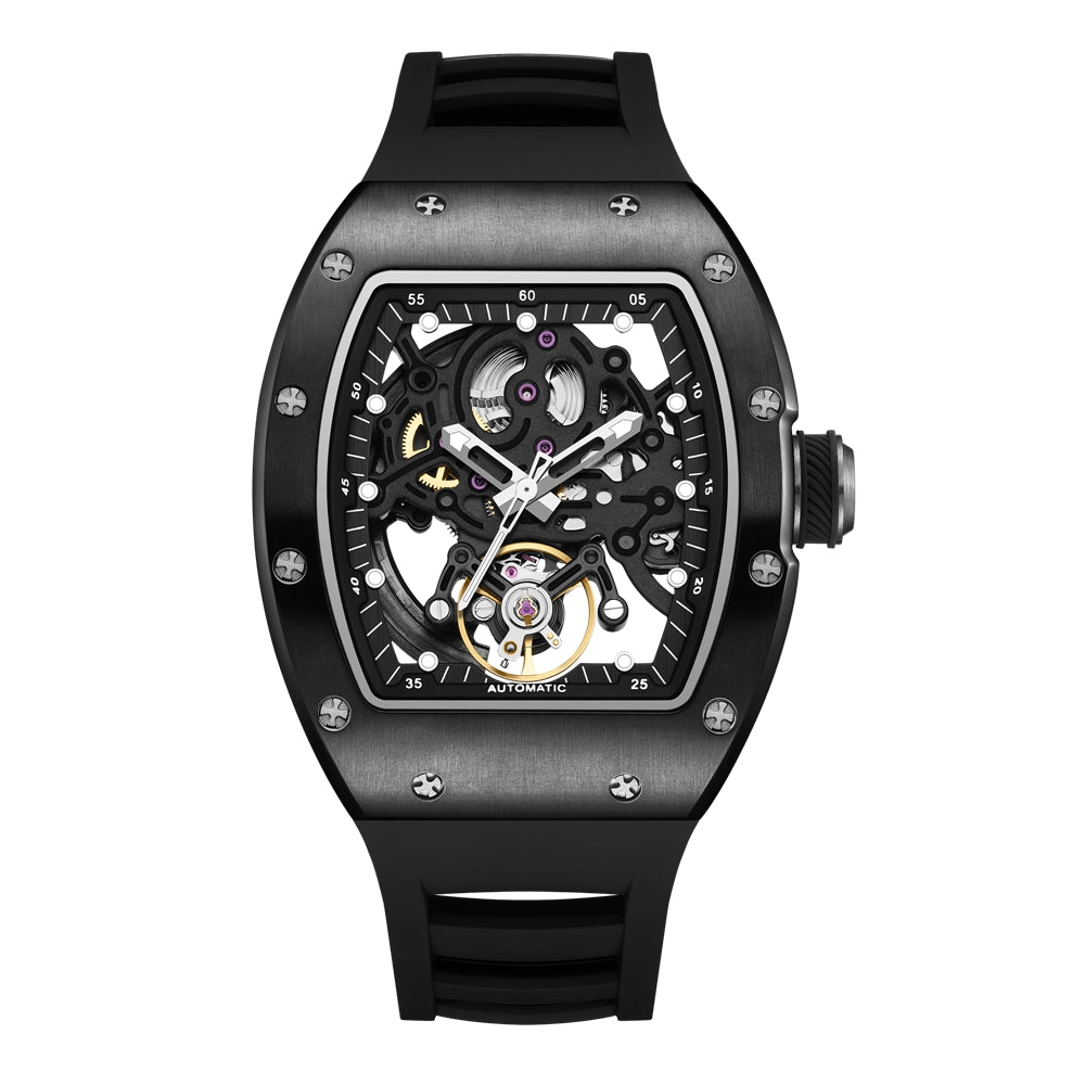 New Automatic Mechanical Watch for Men Luxury Skeleton Dial Luminous Waterproof Sports Military Wristwatch Gift for Man 9190-12
