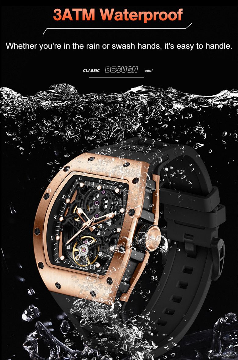 New Automatic Mechanical Watch for Men Luxury Skeleton Dial Luminous Waterproof Sports Military Wristwatch Gift for Man 9190-12
