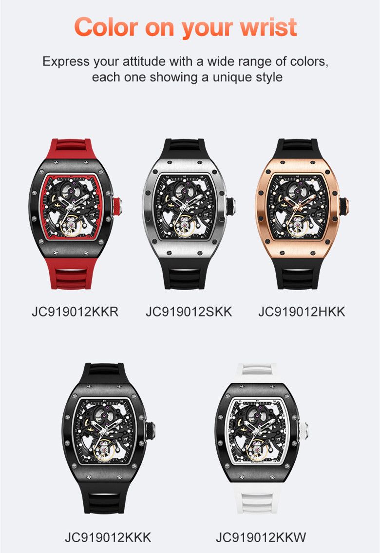 New Automatic Mechanical Watch for Men Luxury Skeleton Dial Luminous Waterproof Sports Military Wristwatch Gift for Man 9190-12