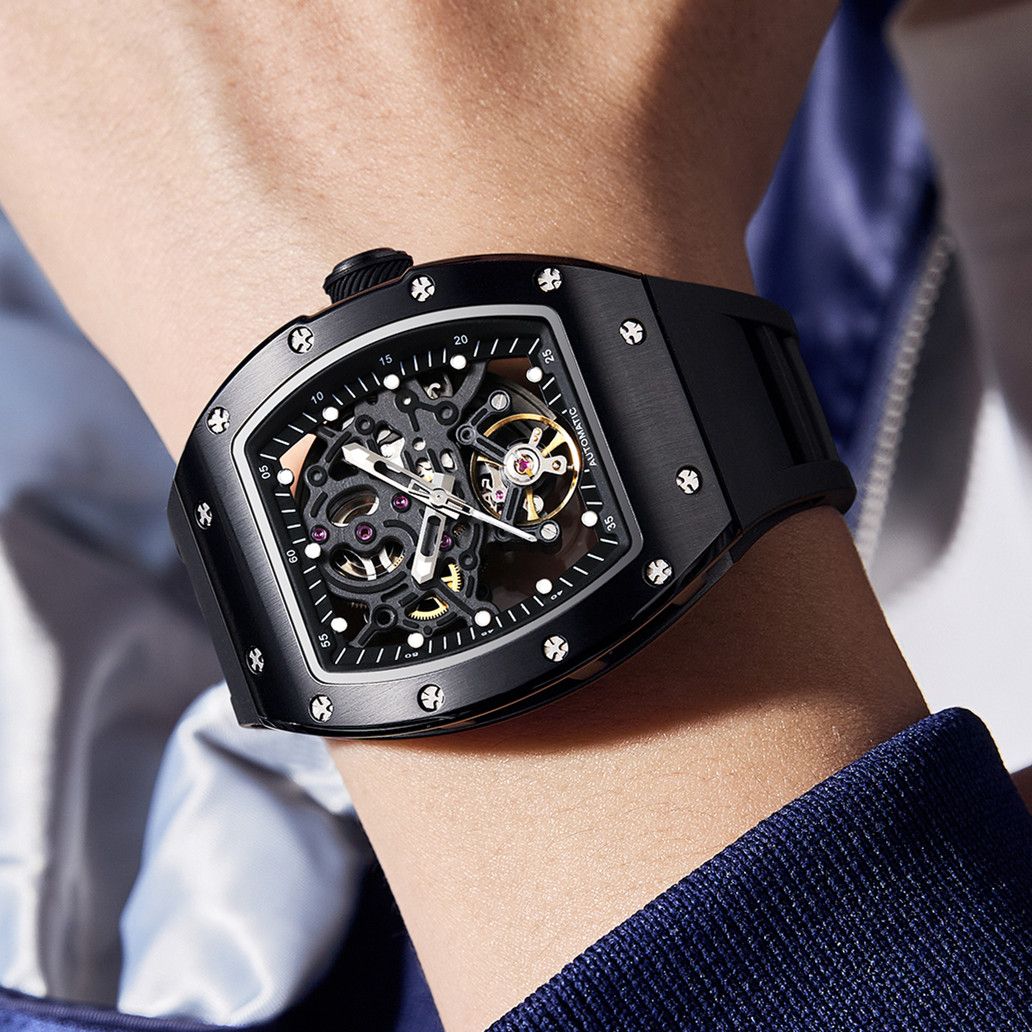 New Automatic Mechanical Watch for Men Luxury Skeleton Dial Luminous Waterproof Sports Military Wristwatch Gift for Man 9190-12