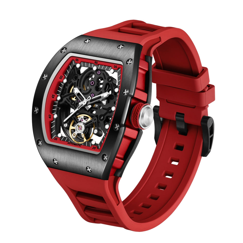 New Automatic Mechanical Watch for Men Luxury Skeleton Dial Luminous Waterproof Sports Military Wristwatch Gift for Man 9190-12