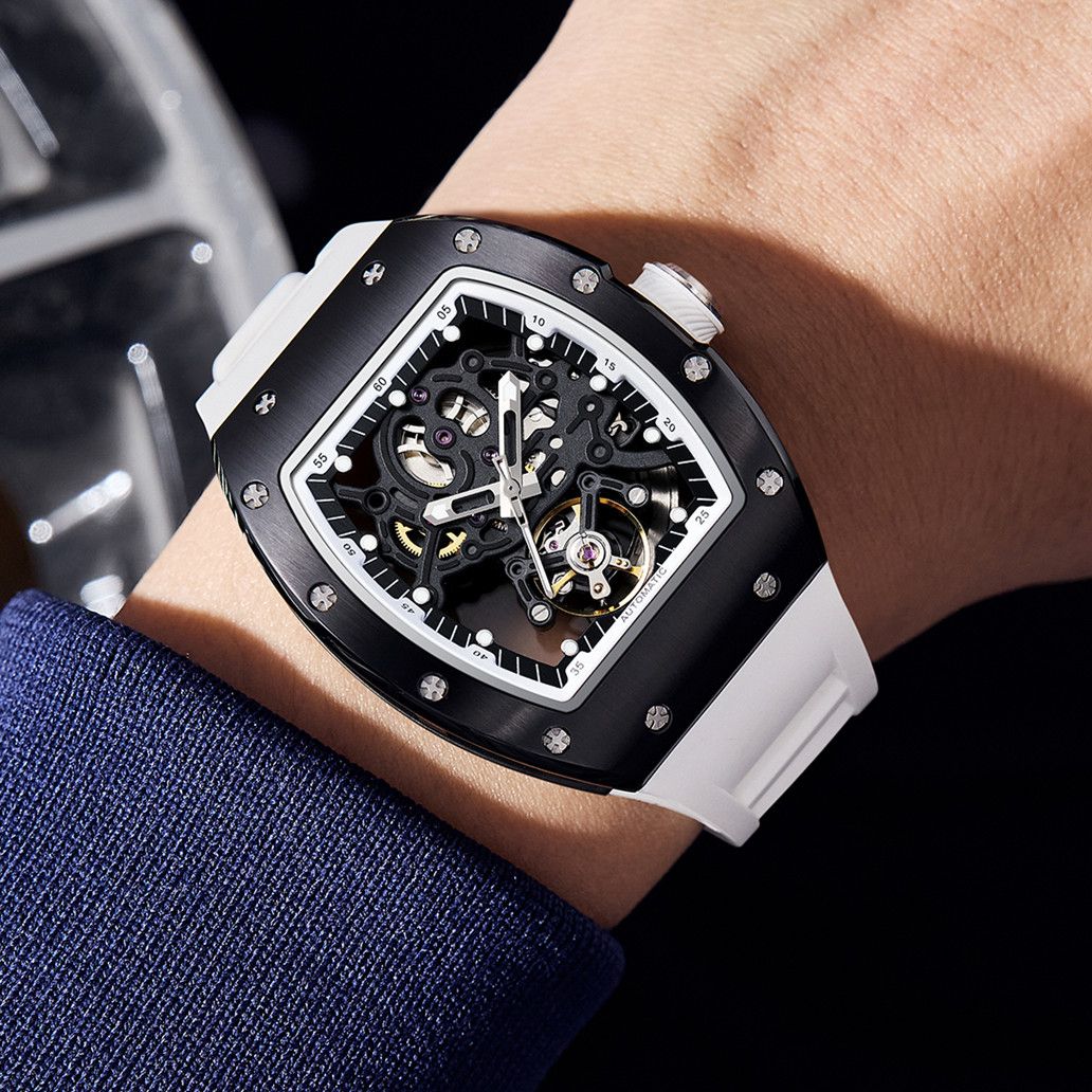 New Automatic Mechanical Watch for Men Luxury Skeleton Dial Luminous Waterproof Sports Military Wristwatch Gift for Man 9190-12