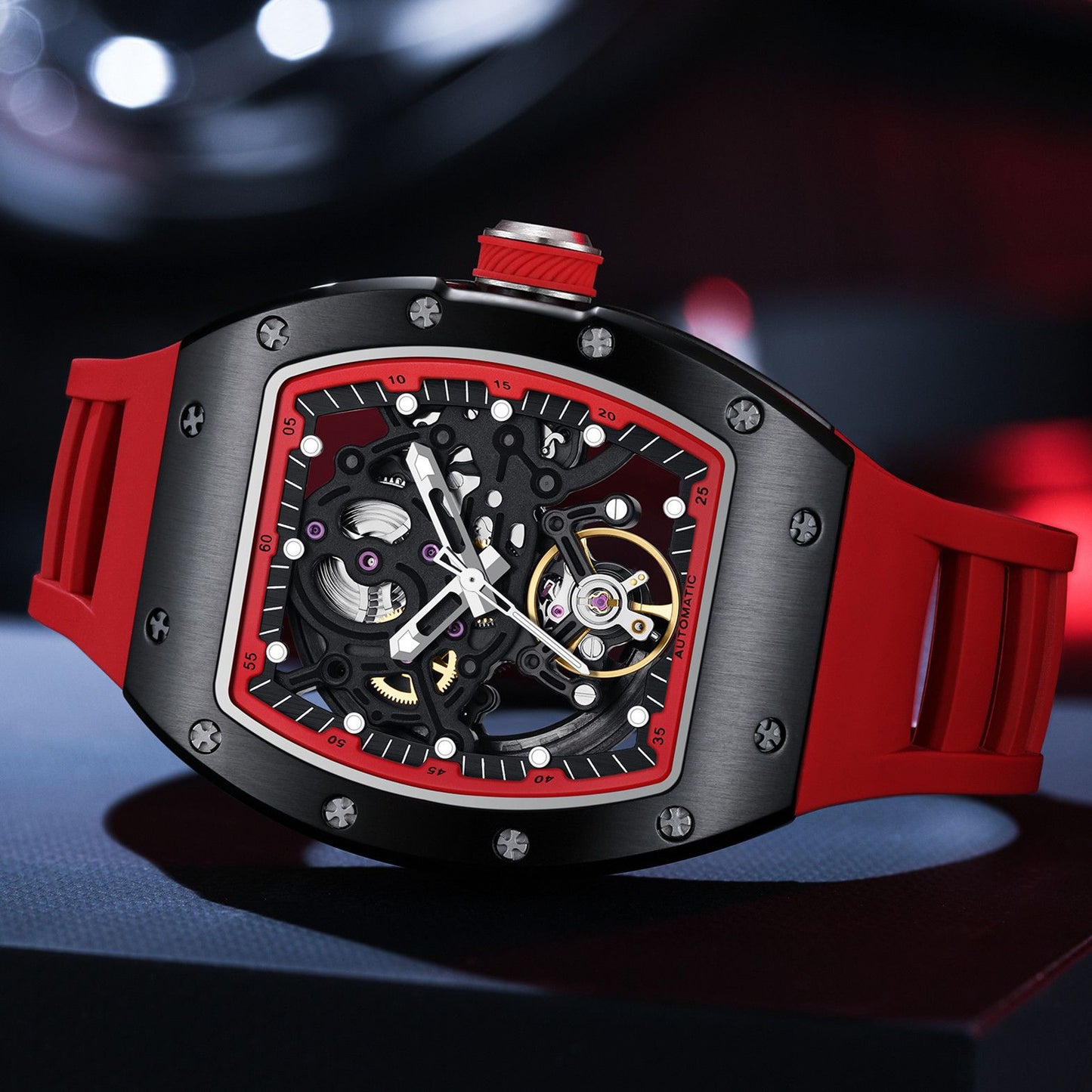 New Automatic Mechanical Watch for Men Luxury Skeleton Dial Luminous Waterproof Sports Military Wristwatch Gift for Man 9190-12
