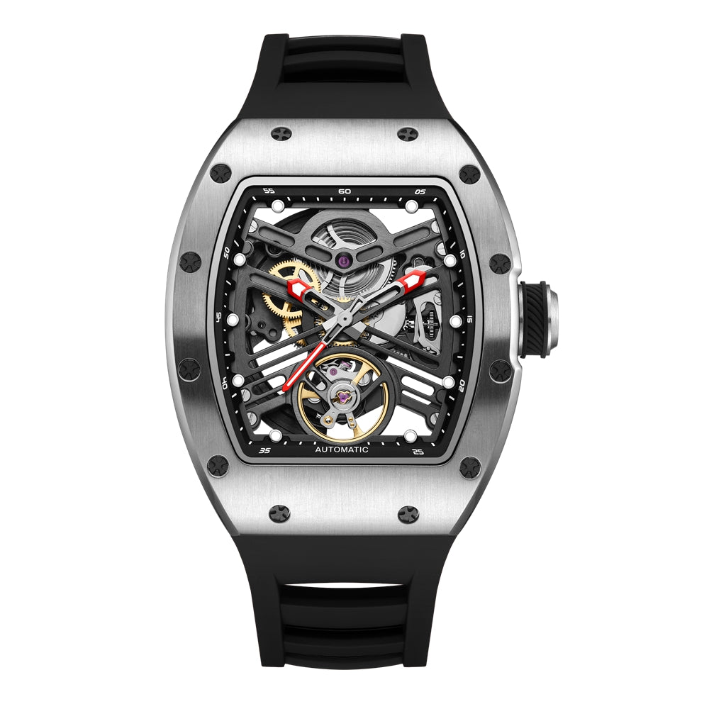 New 42MM Hollow Out Men Mechanical Watch Clock Stainless Steel Case Luminous Waterproof Automatic Watches Wristwatch 9190-13