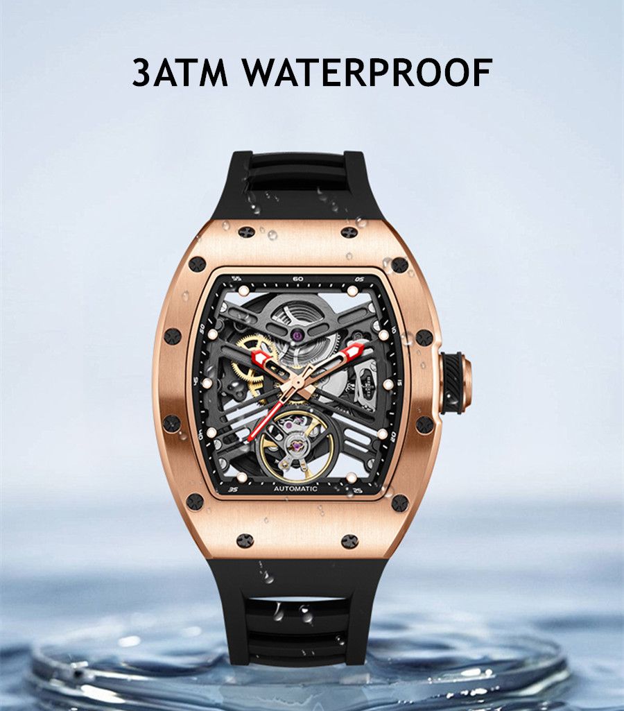 New 42MM Hollow Out Men Mechanical Watch Clock Stainless Steel Case Luminous Waterproof Automatic Watches Wristwatch 9190-13