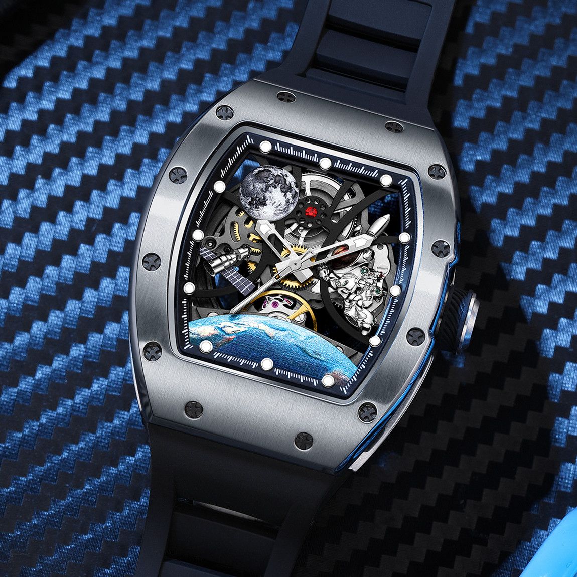 New Skeleton Dial Automatic Mechanical Movement Watch Men Fashion Sport Wristwatches Waterproof Male Clock Reloj Hombre 9190-14