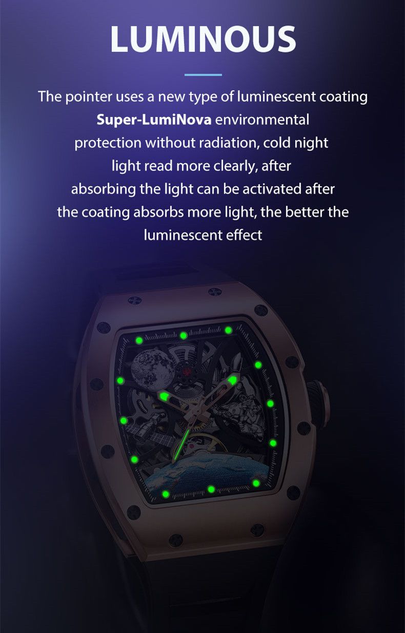 New Skeleton Dial Automatic Mechanical Movement Watch Men Fashion Sport Wristwatches Waterproof Male Clock Reloj Hombre 9190-14