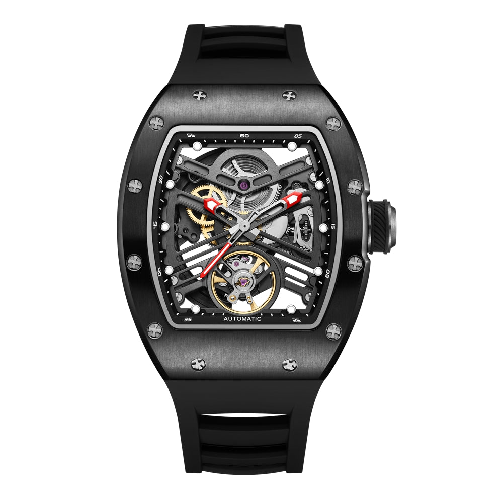 New 42MM Hollow Out Men Mechanical Watch Clock Stainless Steel Case Luminous Waterproof Automatic Watches Wristwatch 9190-13