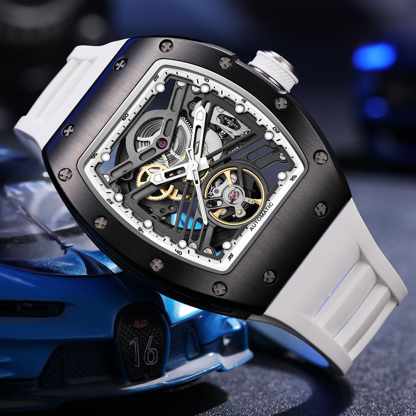 New 42MM Hollow Out Men Mechanical Watch Clock Stainless Steel Case Luminous Waterproof Automatic Watches Wristwatch 9190-13