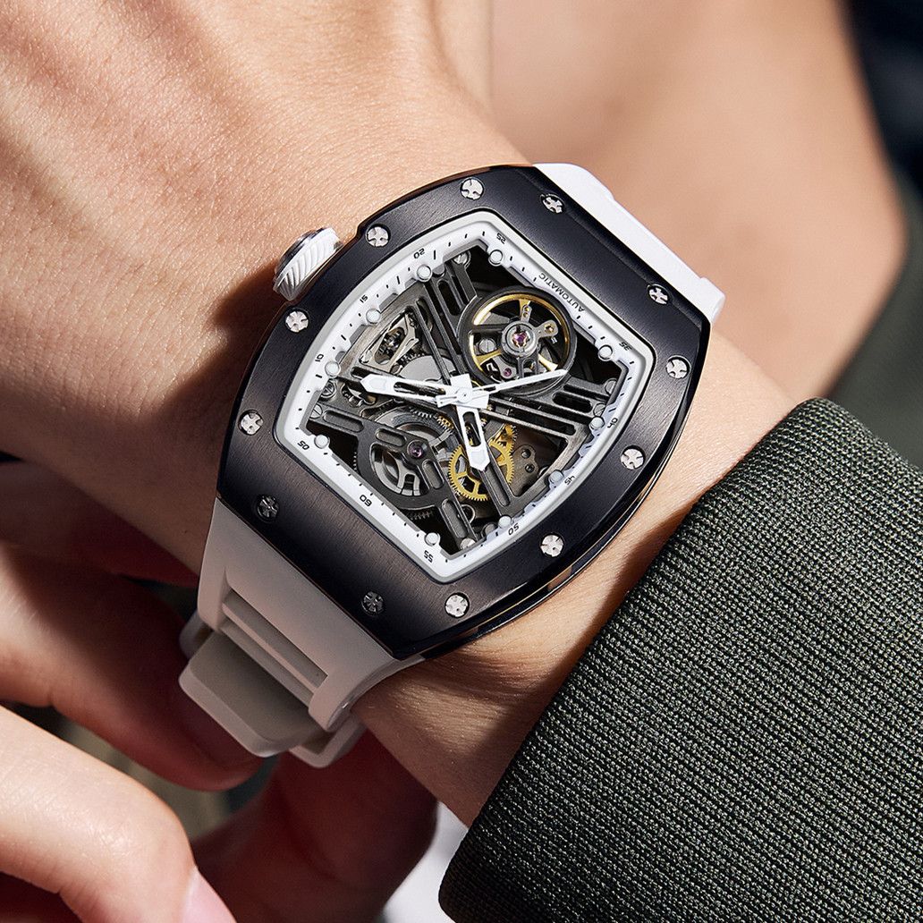 New 42MM Hollow Out Men Mechanical Watch Clock Stainless Steel Case Luminous Waterproof Automatic Watches Wristwatch 9190-13