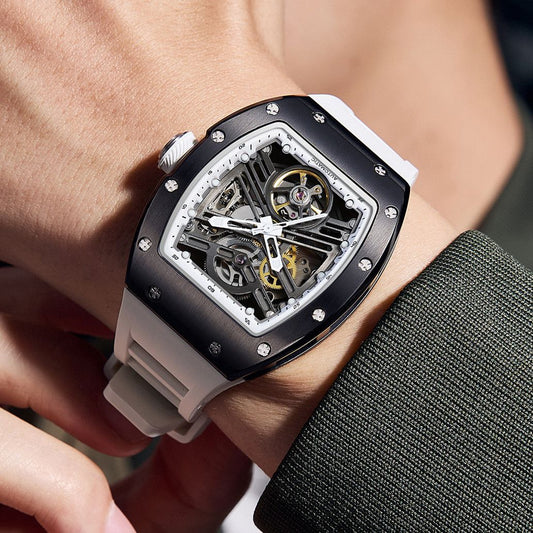 New 42MM Hollow Out Men Mechanical Watch Clock Stainless Steel Case Luminous Waterproof Automatic Watches Wristwatch 9190-13