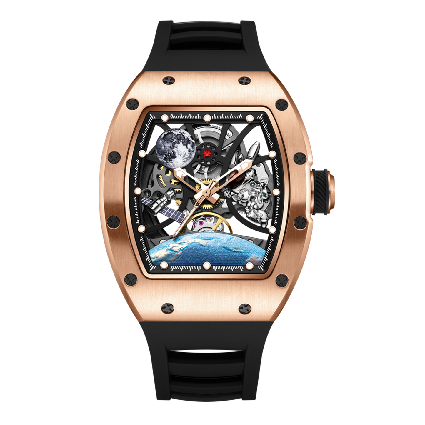New Skeleton Dial Automatic Mechanical Movement Watch Men Fashion Sport Wristwatches Waterproof Male Clock Reloj Hombre 9190-14
