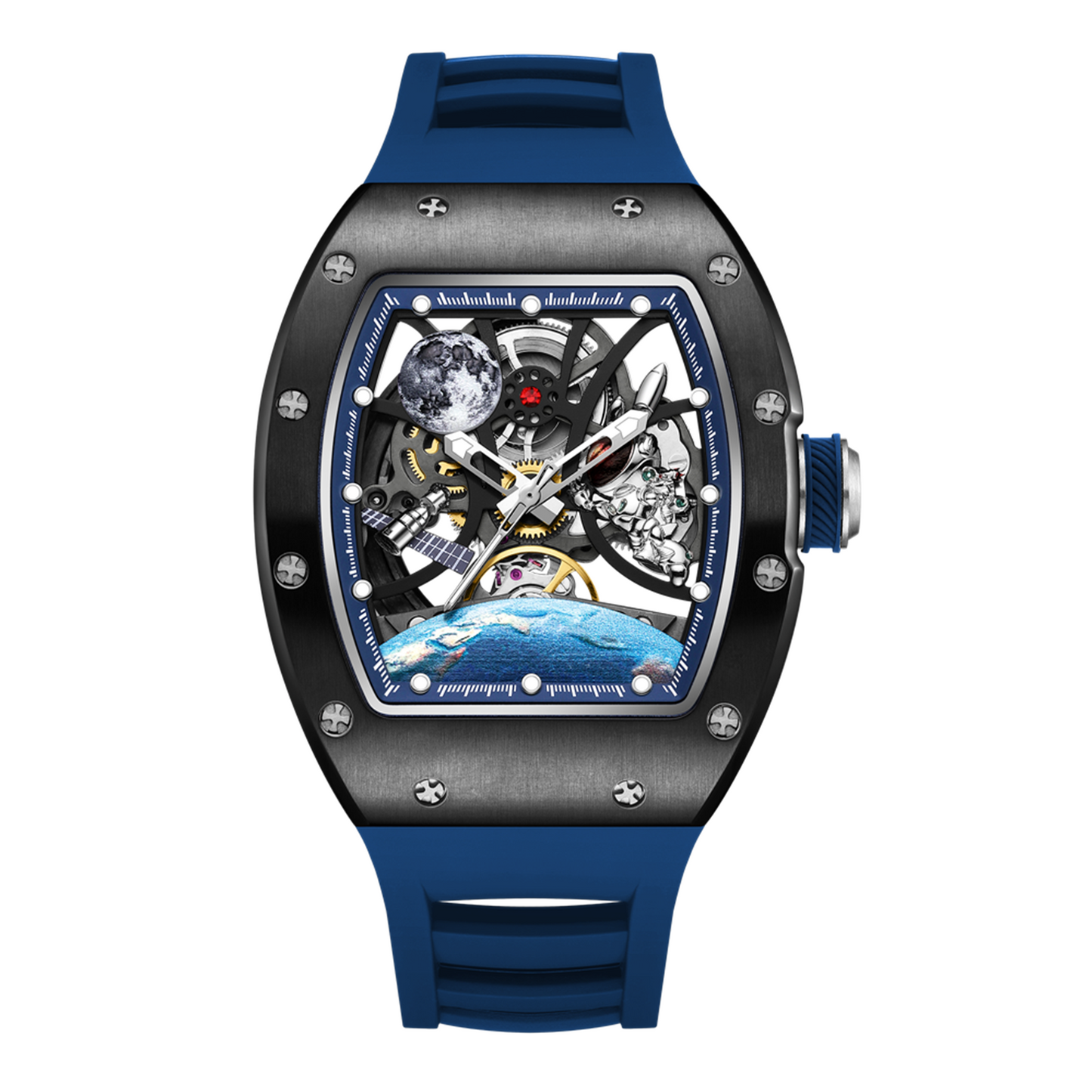 New Skeleton Dial Automatic Mechanical Movement Watch Men Fashion Sport Wristwatches Waterproof Male Clock Reloj Hombre 9190-14