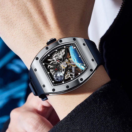 New Skeleton Dial Automatic Mechanical Movement Watch Men Fashion Sport Wristwatches Waterproof Male Clock Reloj Hombre 9190-14