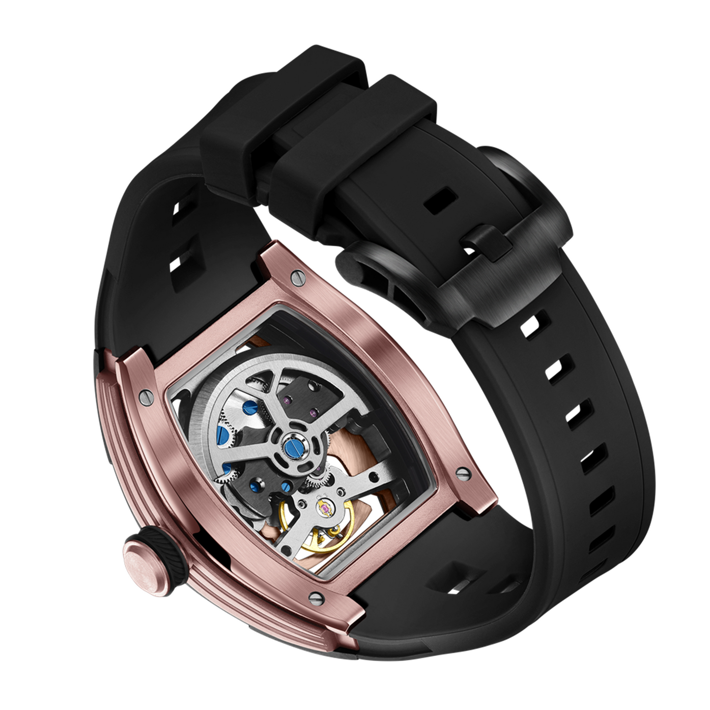 New Men Mechanical Watches Luxury Hollow Out Automatic Movement Wristwatch Clock Stainless Steel Case Waterproof Watch 9198-5