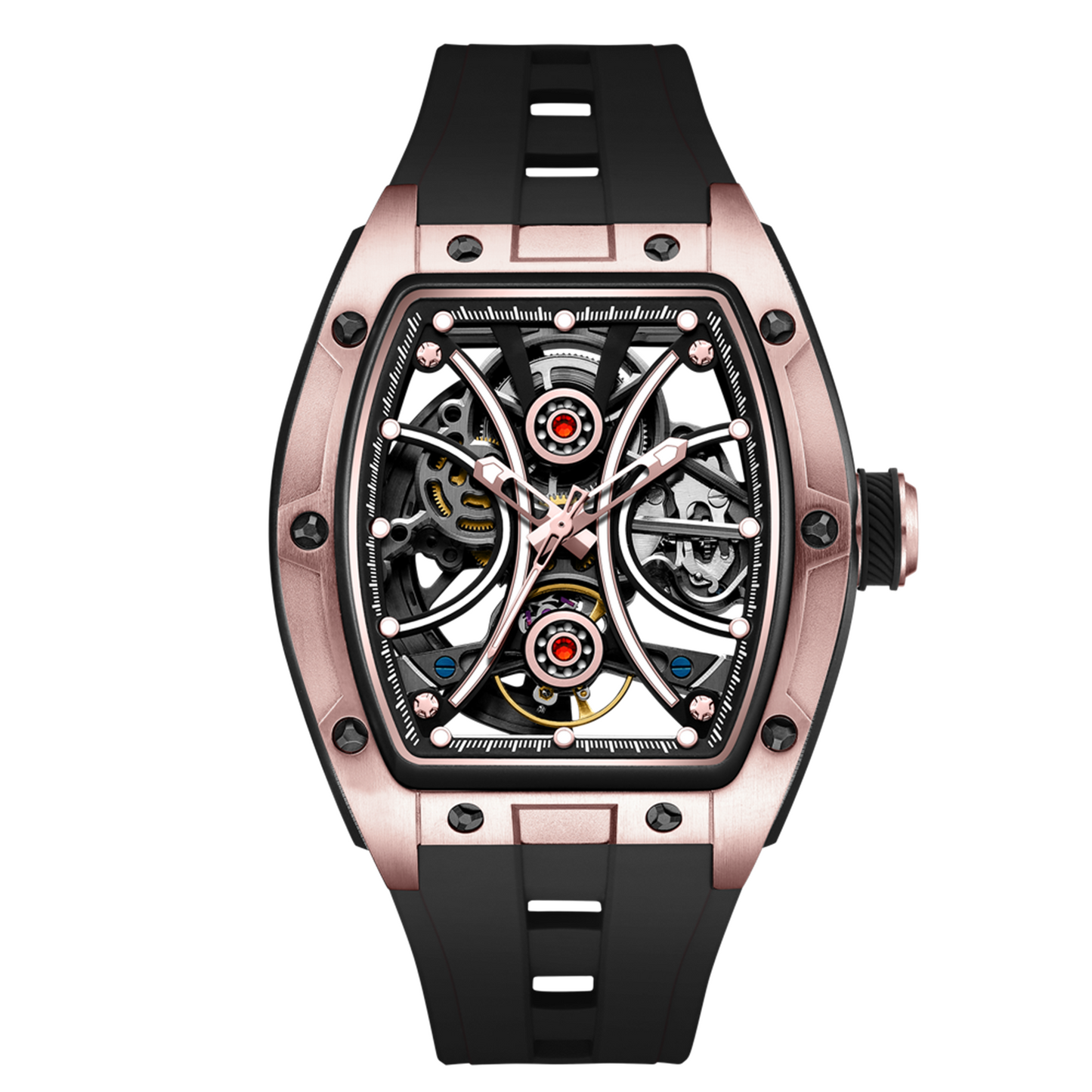 New Men's Sports Watch Fashion Automatic Mechanical Movement Watches Skeleton Luminous Waterproof Business Wristwatches 9198-4