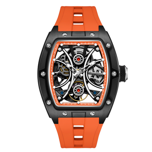 New Men's Sports Watch Fashion Automatic Mechanical Movement Watches Skeleton Luminous Waterproof Business Wristwatches 9198-4