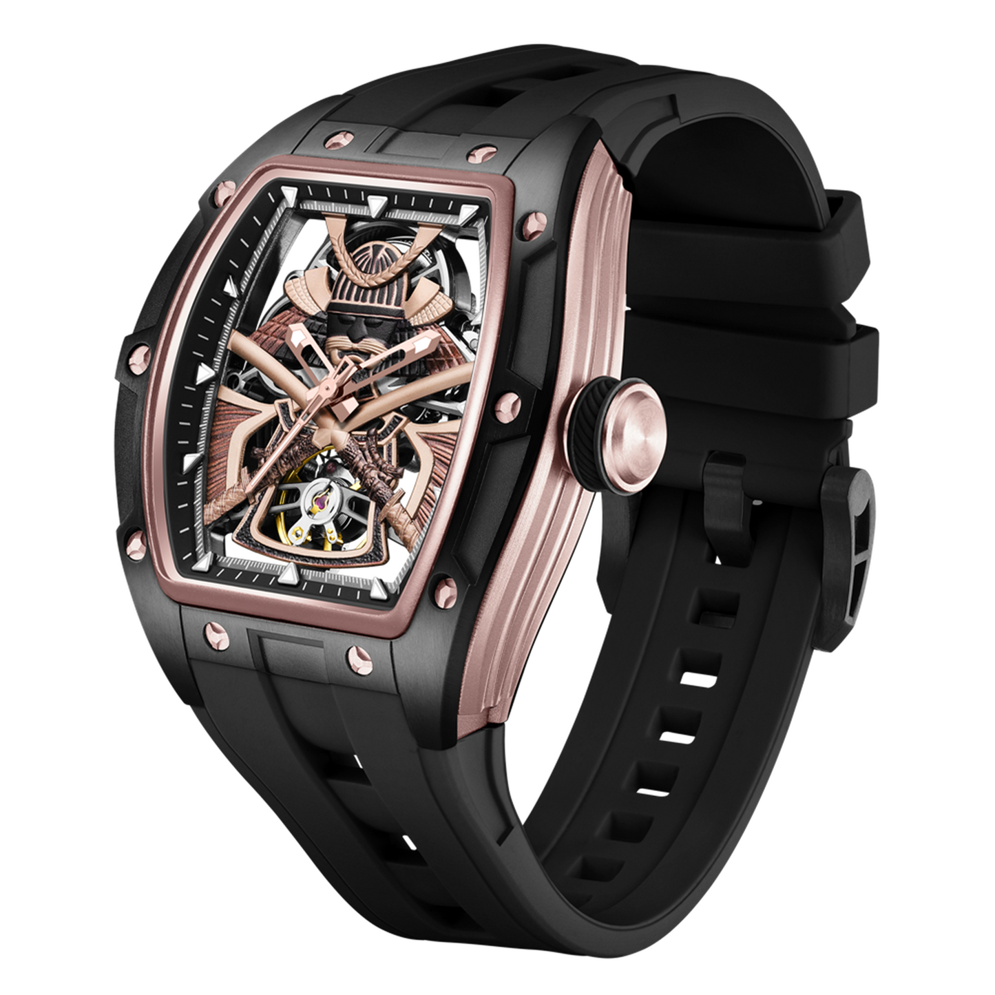 New Men Mechanical Watches Luxury Hollow Out Automatic Movement Wristwatch Clock Stainless Steel Case Waterproof Watch 9198-5
