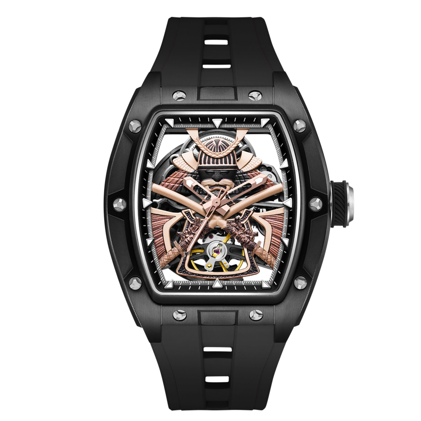 New Men Mechanical Watches Luxury Hollow Out Automatic Movement Wristwatch Clock Stainless Steel Case Waterproof Watch 9198-5