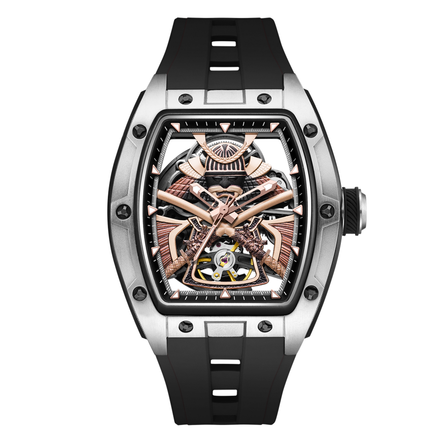 New Men Mechanical Watches Luxury Hollow Out Automatic Movement Wristwatch Clock Stainless Steel Case Waterproof Watch 9198-5