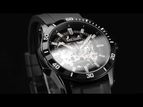 MEGIR Fashion Hollow Out Mechanical Watch for Men Stainless Steel Case Sapphire Full Automatic Wristwatch Relogio Masculino 8605