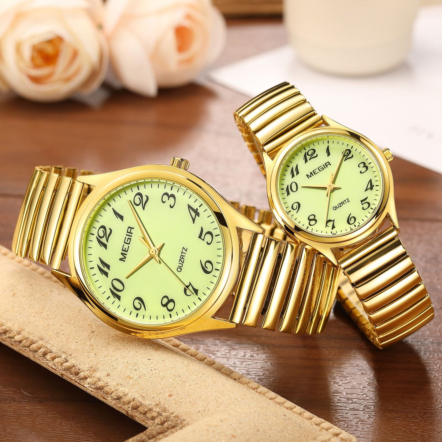 MEGIR Luxury Couple Watches Waterproof Quartz Watch for Lover Stainless Steel Men Women Wristwatches Clock Relogio Masculino 1088