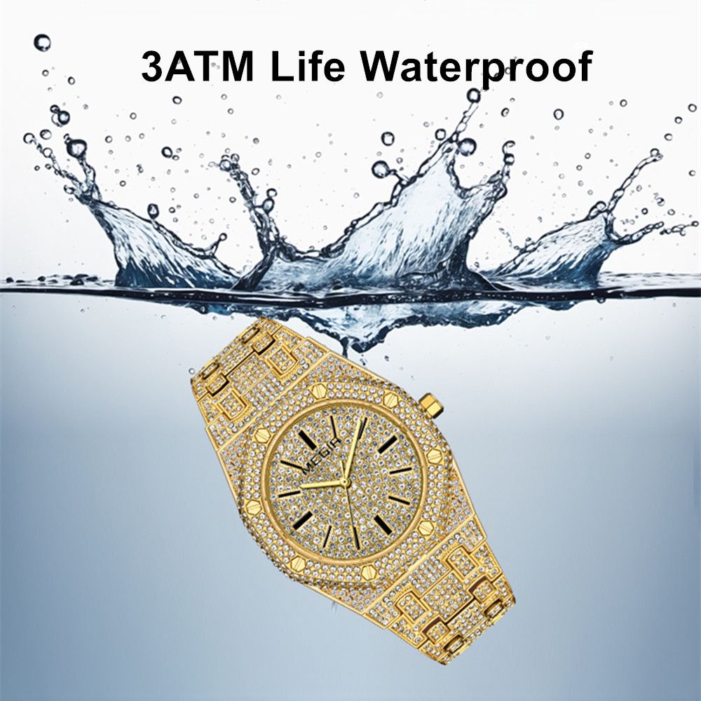MEGIR Luxury Diamond Men Watches Stainless Steel Band Quartz Wristwatches Waterproof Male Clock Business Watch Reloj Hombre 1091