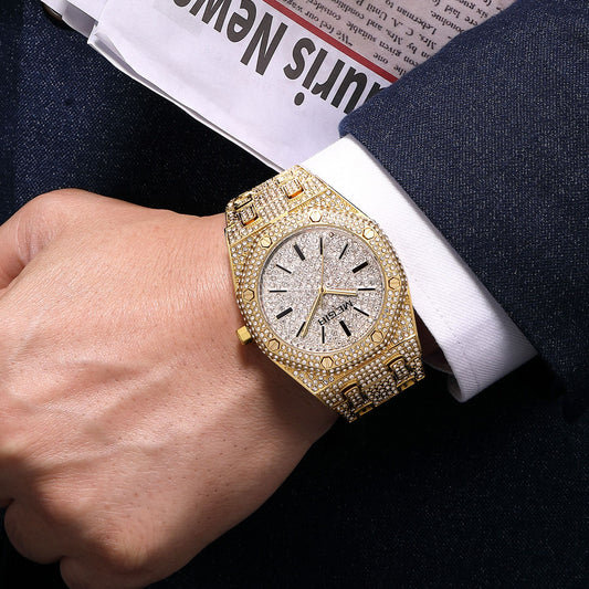 MEGIR Luxury Diamond Men Watches Stainless Steel Band Quartz Wristwatches Waterproof Male Clock Business Watch Reloj Hombre 1091