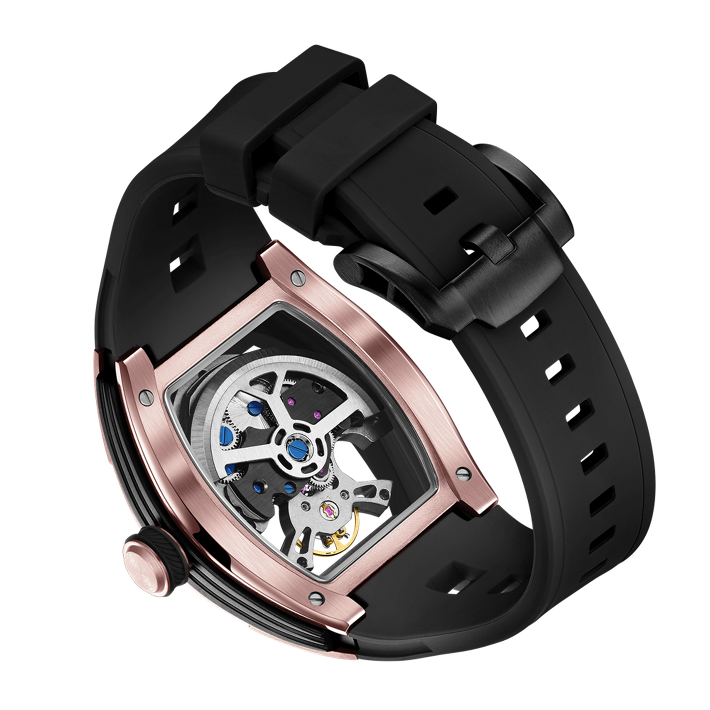 New Fashion Automatic Mechanical Watches for Men Waterproof Skeleton Dial Stainless Steel Case Male Wristwatch Clock 9198-6