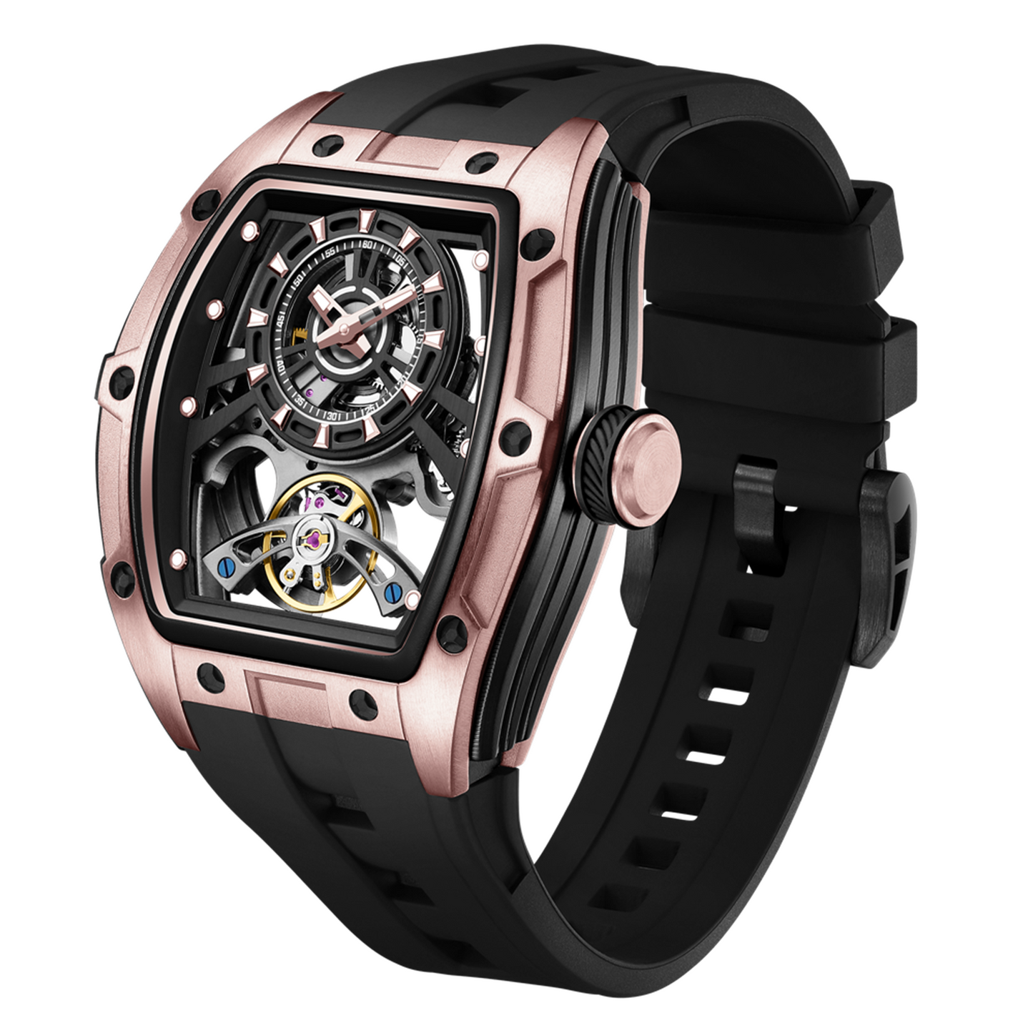 New Fashion Automatic Mechanical Watches for Men Waterproof Skeleton Dial Stainless Steel Case Male Wristwatch Clock 9198-6